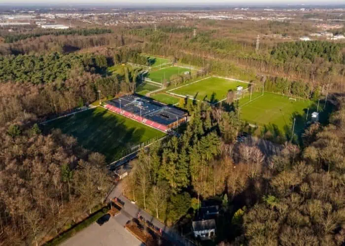 Aerial view of PSV Campus De Herdgang training facilities in Eindhoven, Netherlands.