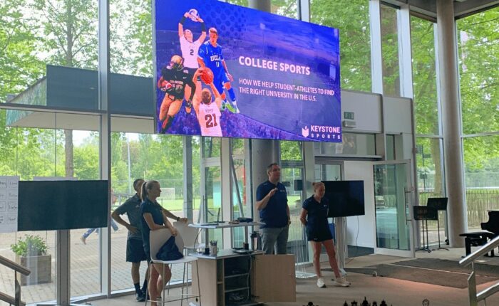 NCAA Session by Keystone Sports at ISB Elite Week Soccer Camp in Brussels.